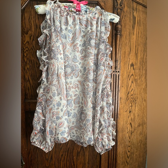 1. State Paisley Print Ruffle long Sleeve Cold Shoulder Blouse medium - Picture 2 of 7